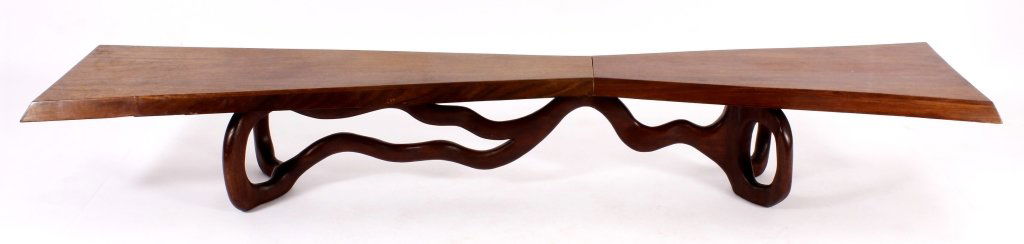 Modern Mixed Wood Carved Bench,20th (1 of 10)