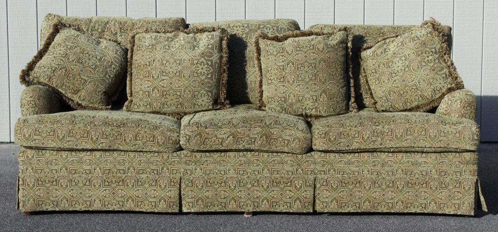 Custom three-seat sofa with chenille upholstery (1 of 6)