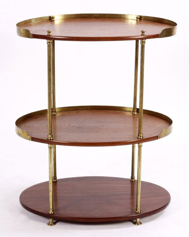 Midcentury 3-Tier  Wood & Brass Tea Table (1 of 6)