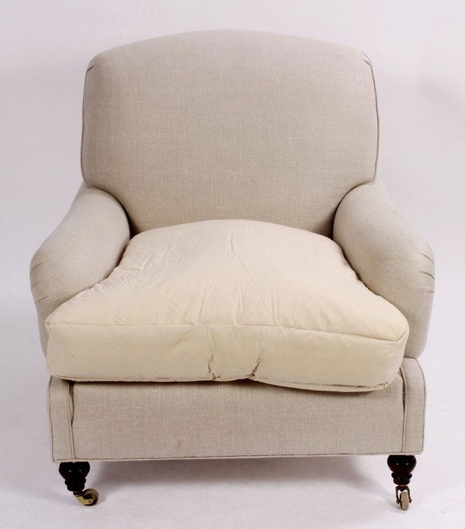 Brown Wool Slipcovered English Style Club Chair (1 of 7)