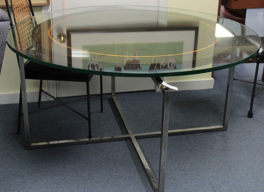 Midcentury Center Table with Inlaid Walnut Top (1 of 6)