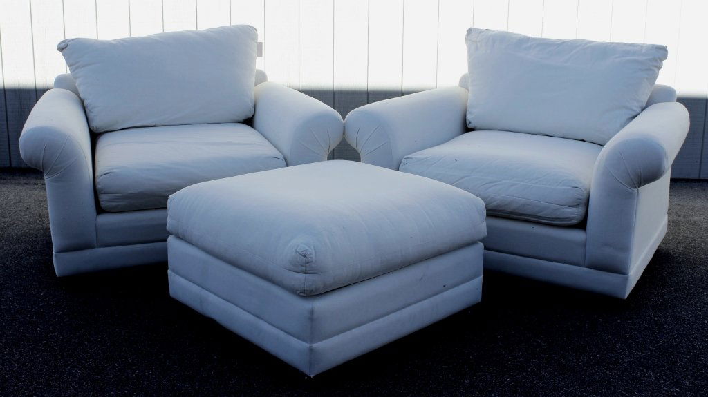 Pr. of "Shabby Chic" Club Chairs and Ottoman (1 of 6)