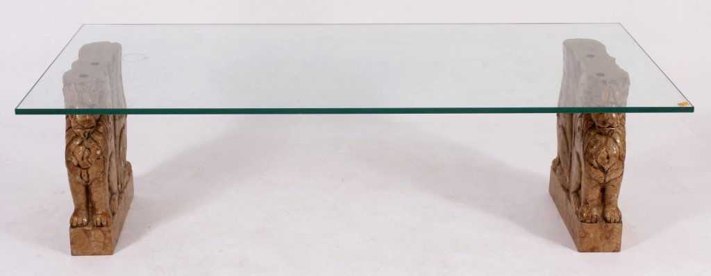 Glass Topped Cocktail Table on Lion Supports (1 of 6)