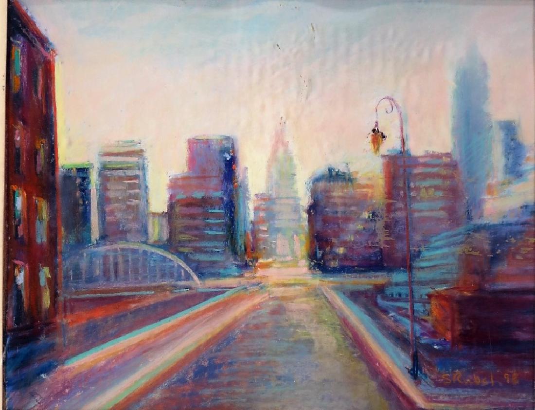 Sandra Rubel Am. 1945-2015 Pastel Cityscape (1 of 4)
