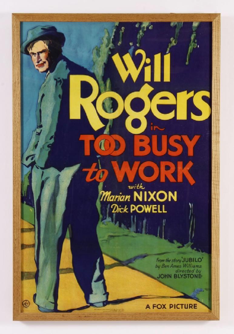 Movie Poster "Will Rogers in TOO BUSY to WORK" (1 of 6)
