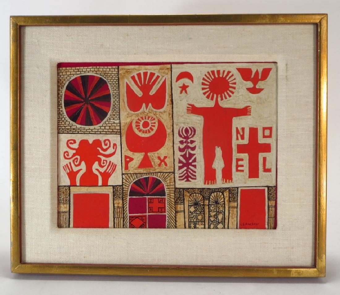 Rex Martin Clawson,Am.,Christian Icons,o/b: Rex Martin Clawson, American,b.1929, Christian Iconography, oil on paper board (JBAN8105){MM} Measurements: 8 1/2 x 11, framed 12 x 14 1/2