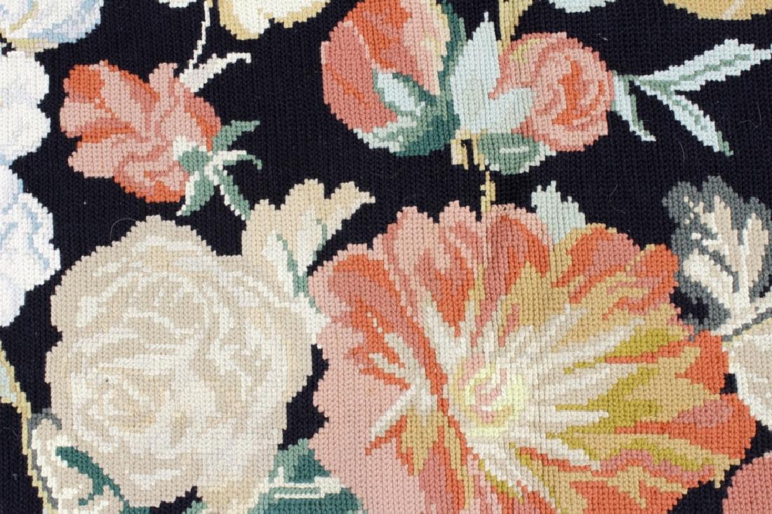 Black Floral Vintage Hooked Rug (1 of 5)