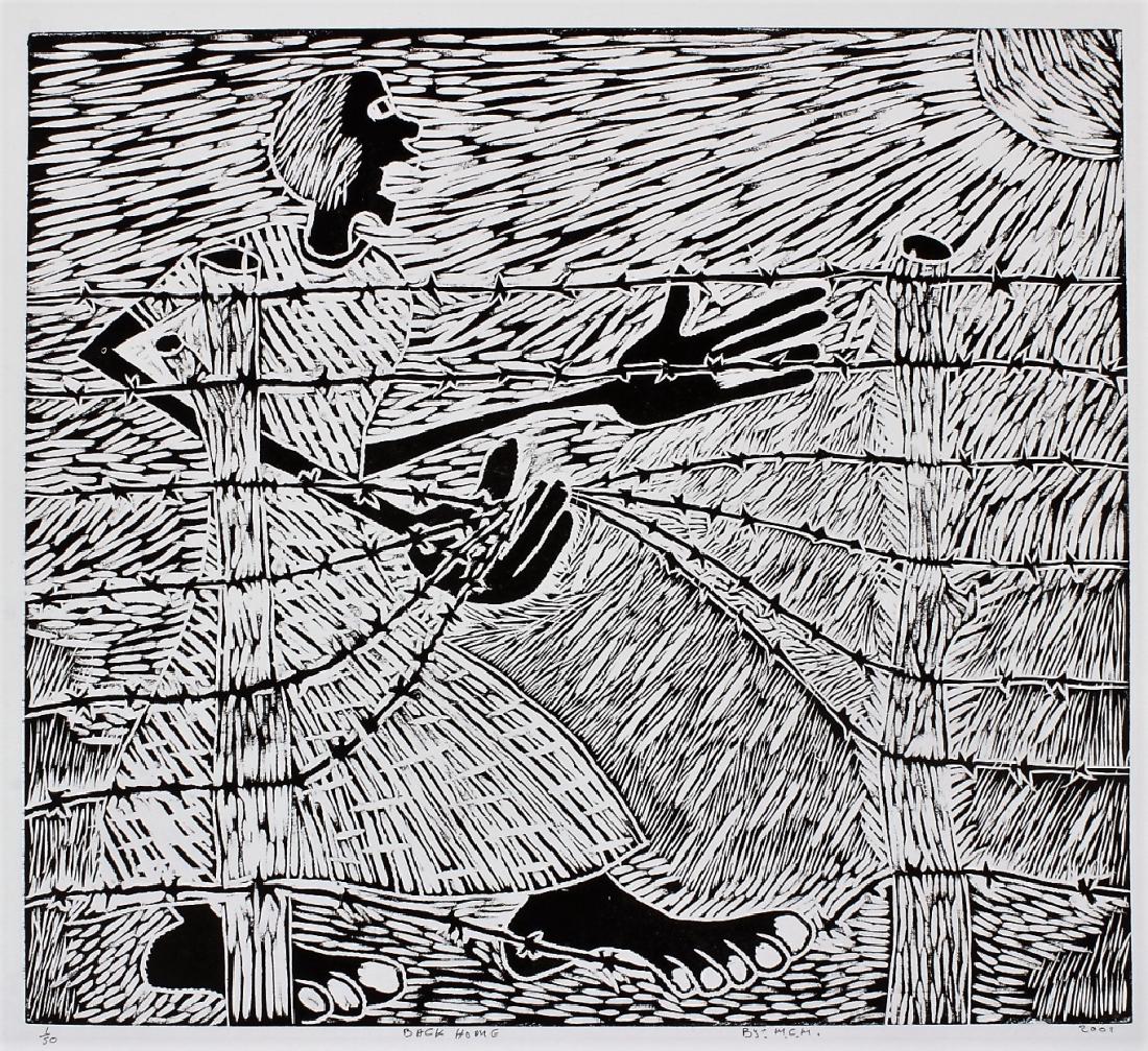 Group of 5 African Motif Lino-Cuts , signed 2001 (1 of 7)