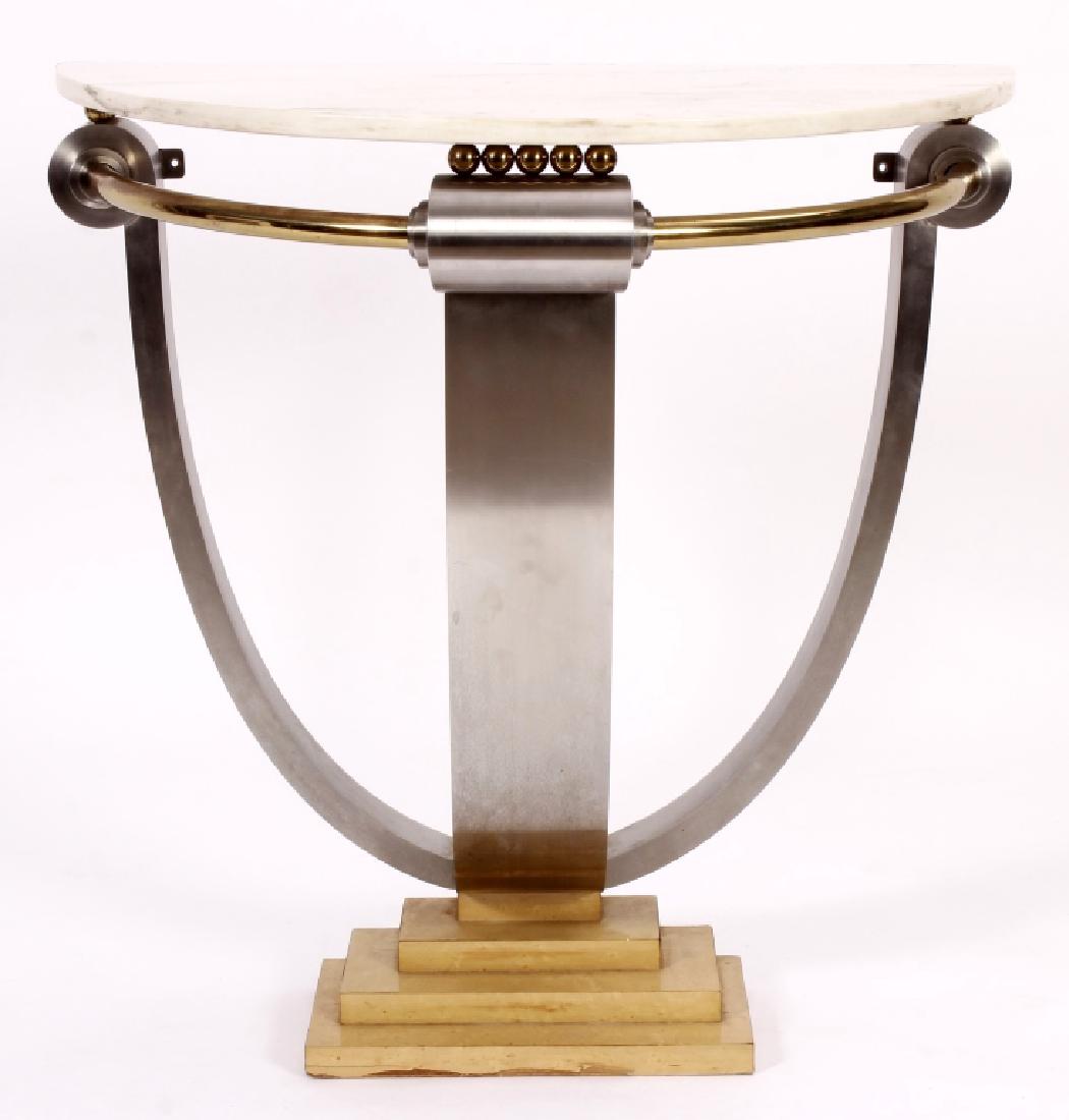 Modern Steel,Brass and Marble Console Table (1 of 5)