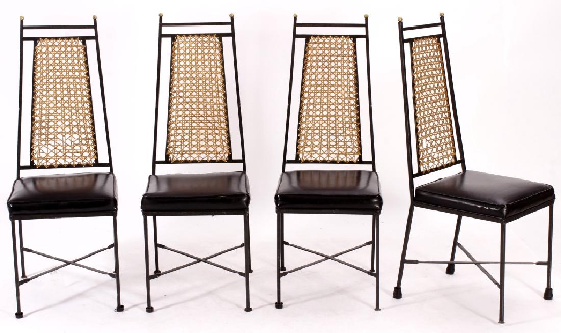 Set of 4 Wrought Iron and Cane Dining Chairs (1 of 5)