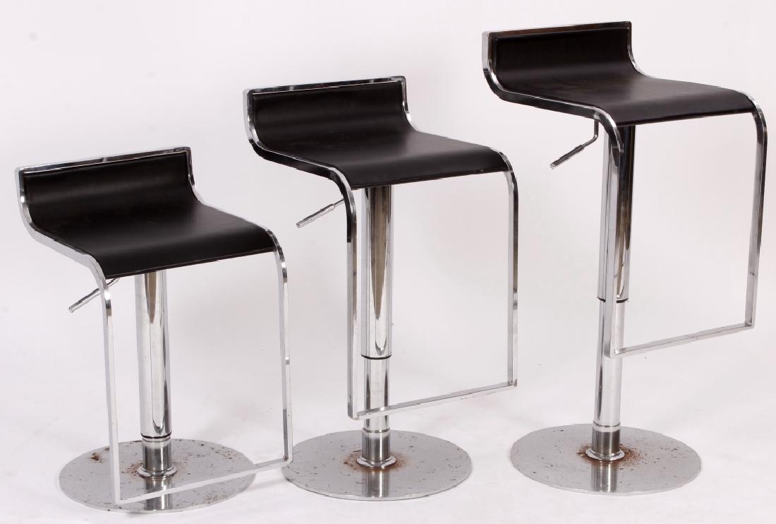 4 Modern Chrome/Leather Stools,20th C. (1 of 5)