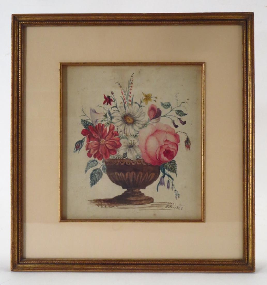 Am. Sch., 19th c., Floral Theorem, 1845, W/C (1 of 5)
