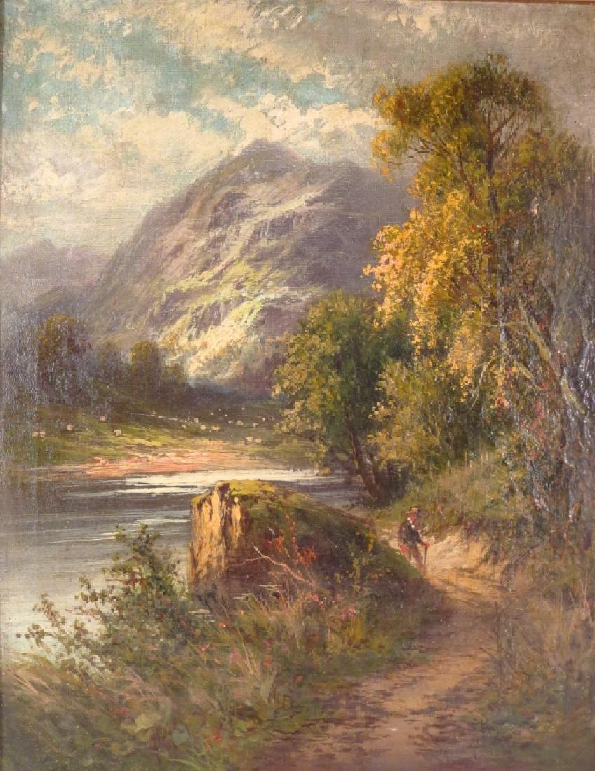 American School 19th C., Hiker on a Trail, O/C (1 of 7)