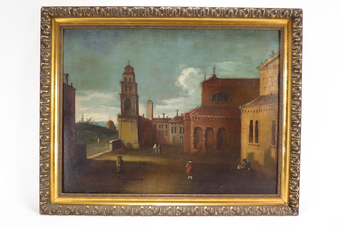 Italian Sch, 18th c., Piazza with Figures, O/C (1 of 4)