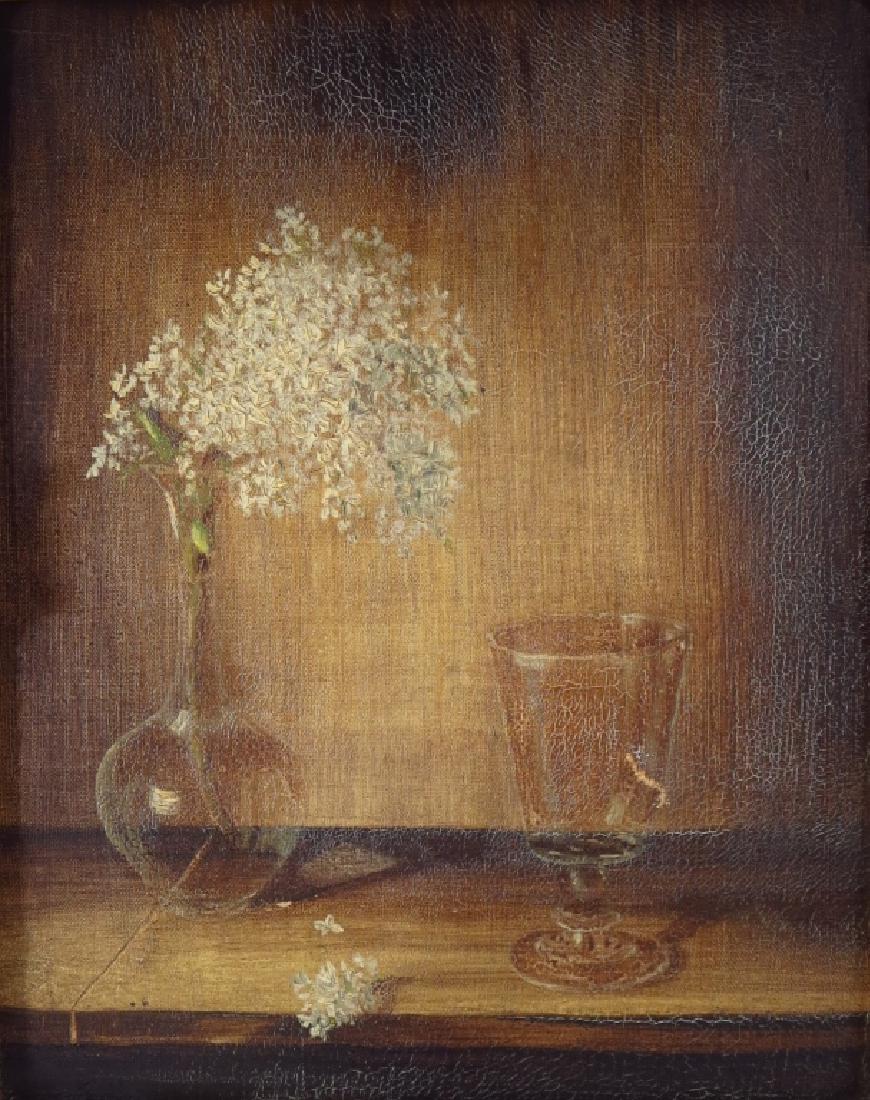 French School, 19th C., Floral Still Life,unsigned: French School, 19th C., Floral Still Life, oil on canvas, unsigned, verso labeled "Andre Chenue Layetier-Emballeur Expediteur" (DMAS1102) {MM} Property Title:From a Newtown Connecticut Estate Measurem