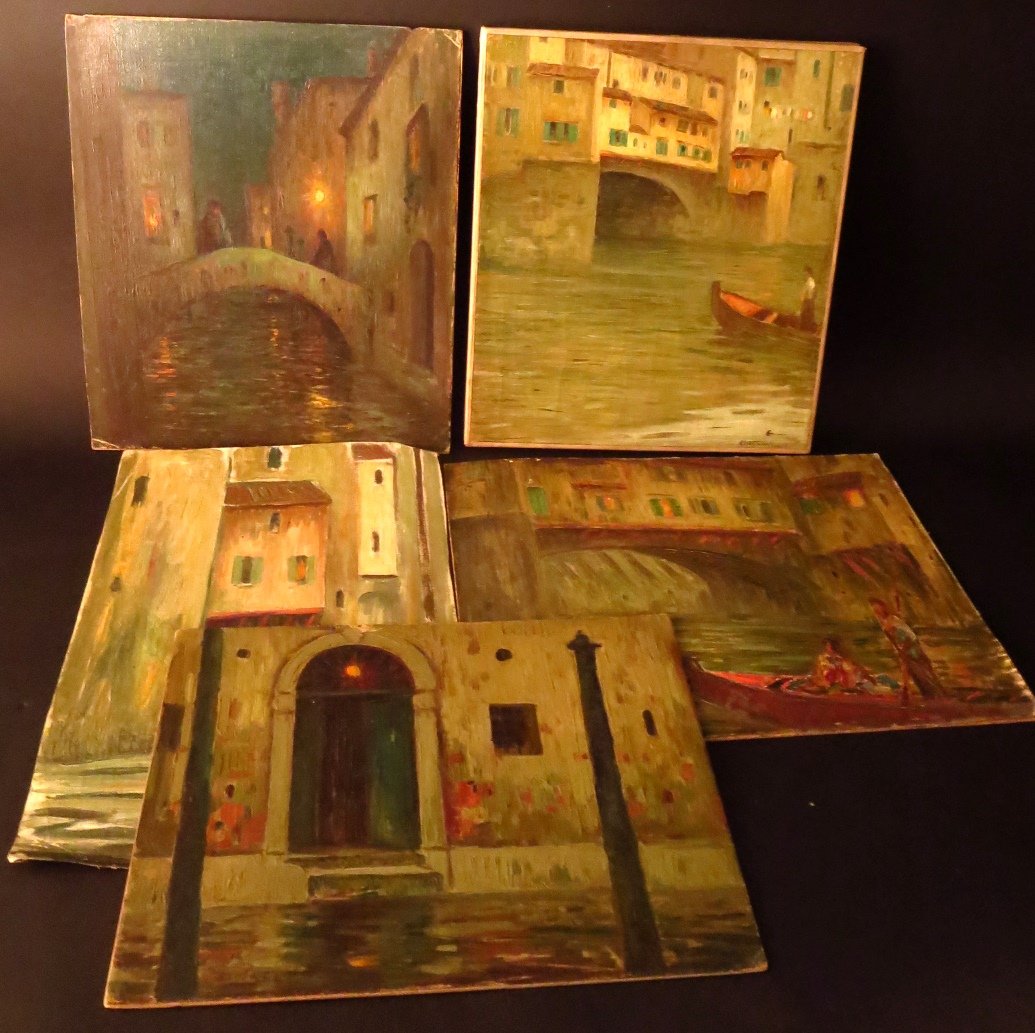 5 Eliot Clark 1883-1990 Venice Canal Scenes o/c (1 of 9)