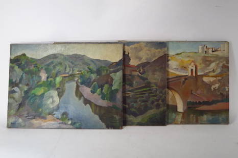 3 Robert Hallowell 1886-1939 Landscapes o/c 1920's: Lot of 3 Robert Hallowell (American 1886-1939), Landscapes o/c, 1920's, signed and dated. (MARB1413/3) {AC} Property Title: Measurements:21" x 28 1/2" each unframed