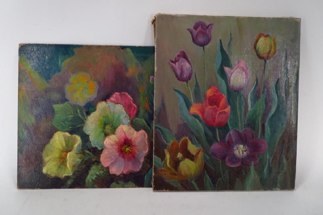 Lot of 2 Eliot Clark  Am 1889-1980 Floral o/c (1 of 7)