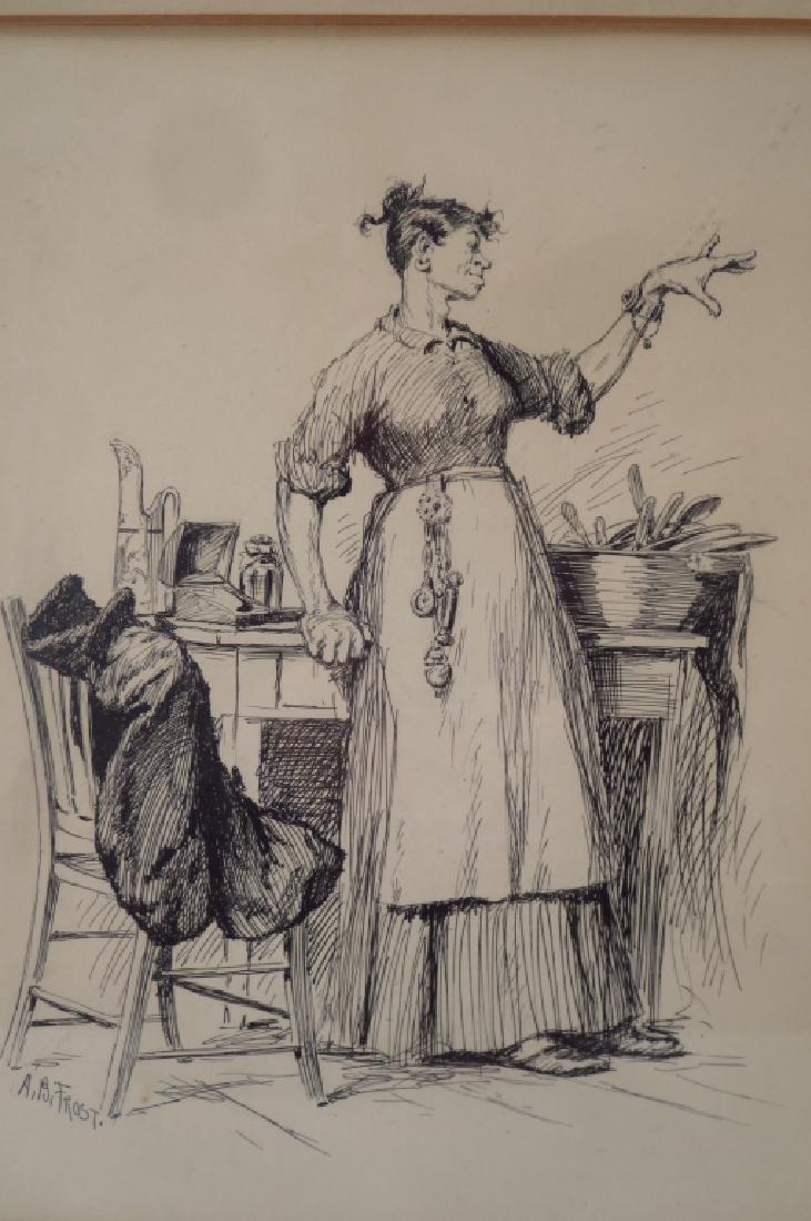 A.B. Frost,  1851-1928, "Reciprocity" Pen/Ink (1 of 4)