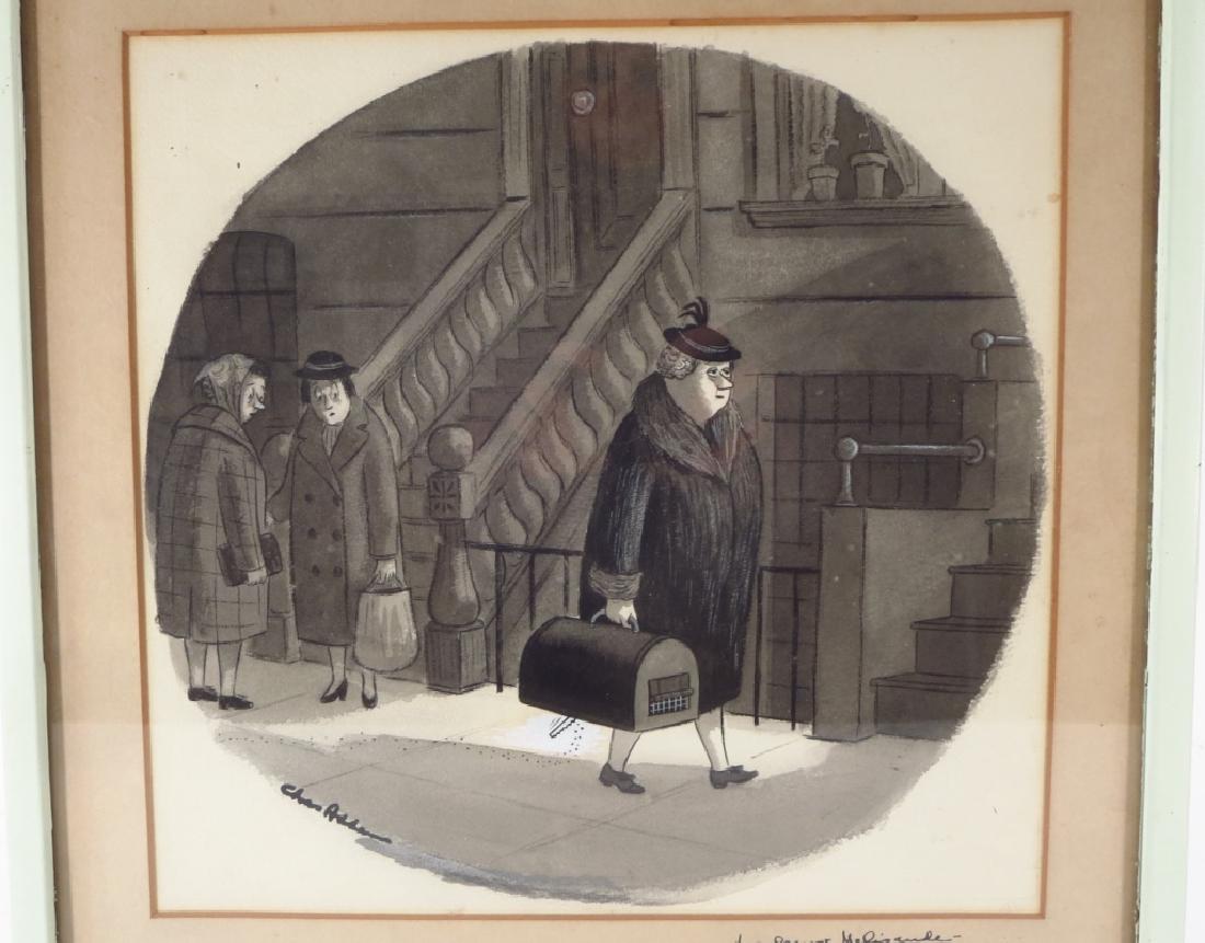 Charles Addams, Am., Matron & Cat, Ink Wash (1 of 7)