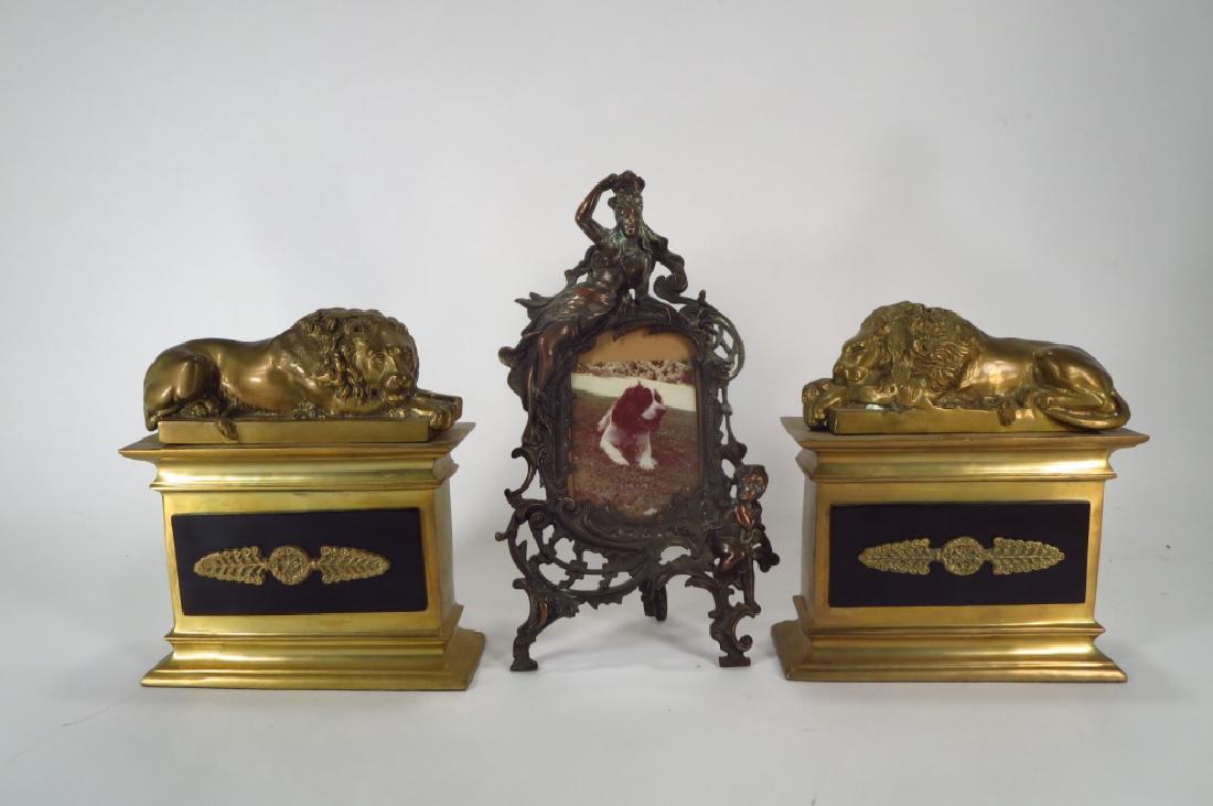 Pair of  Brass Lion Bookends after Antonio Canova (1 of 5)