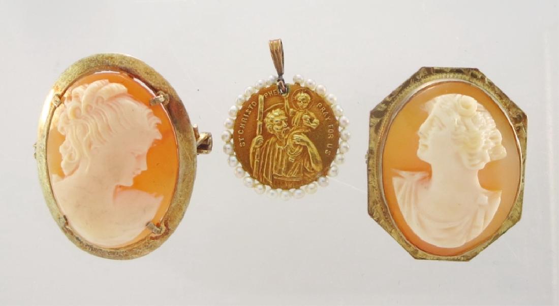 2 Cameos & a Gold St. Christopher Medal (1 of 6)