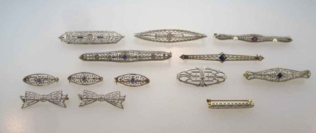 Lot of 13 Bar & Sweater Pins 14 kt Gold c.1920 (1 of 6)