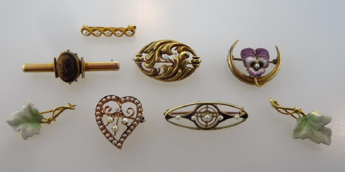 Lot of 8 Pins 18k Gold Diamond Pin & 7 Pins 14 kt (1 of 6)