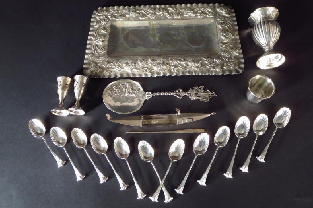 12 Sterling Coffee Spoons & Continental Silver Pcs (1 of 8)
