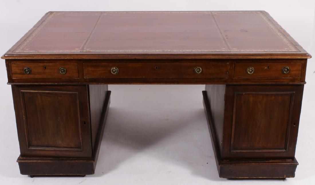 Regency Mahogany Partners Desk w Leather Top (1 of 4)