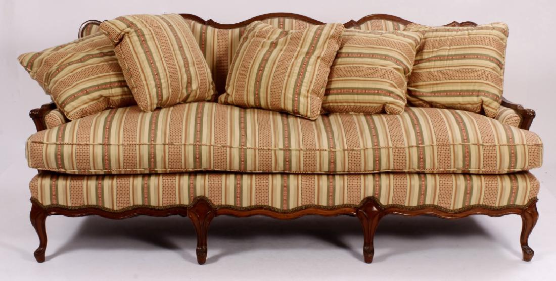 French Provincial Upholstered and Wood Sofa (1 of 7)