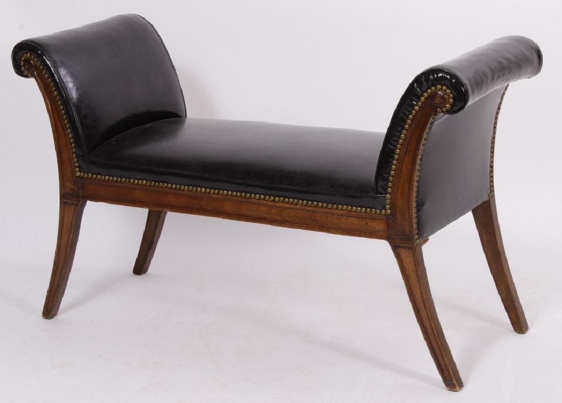 Neoclassical Style Bench with Leather Upholstery. (1 of 3)