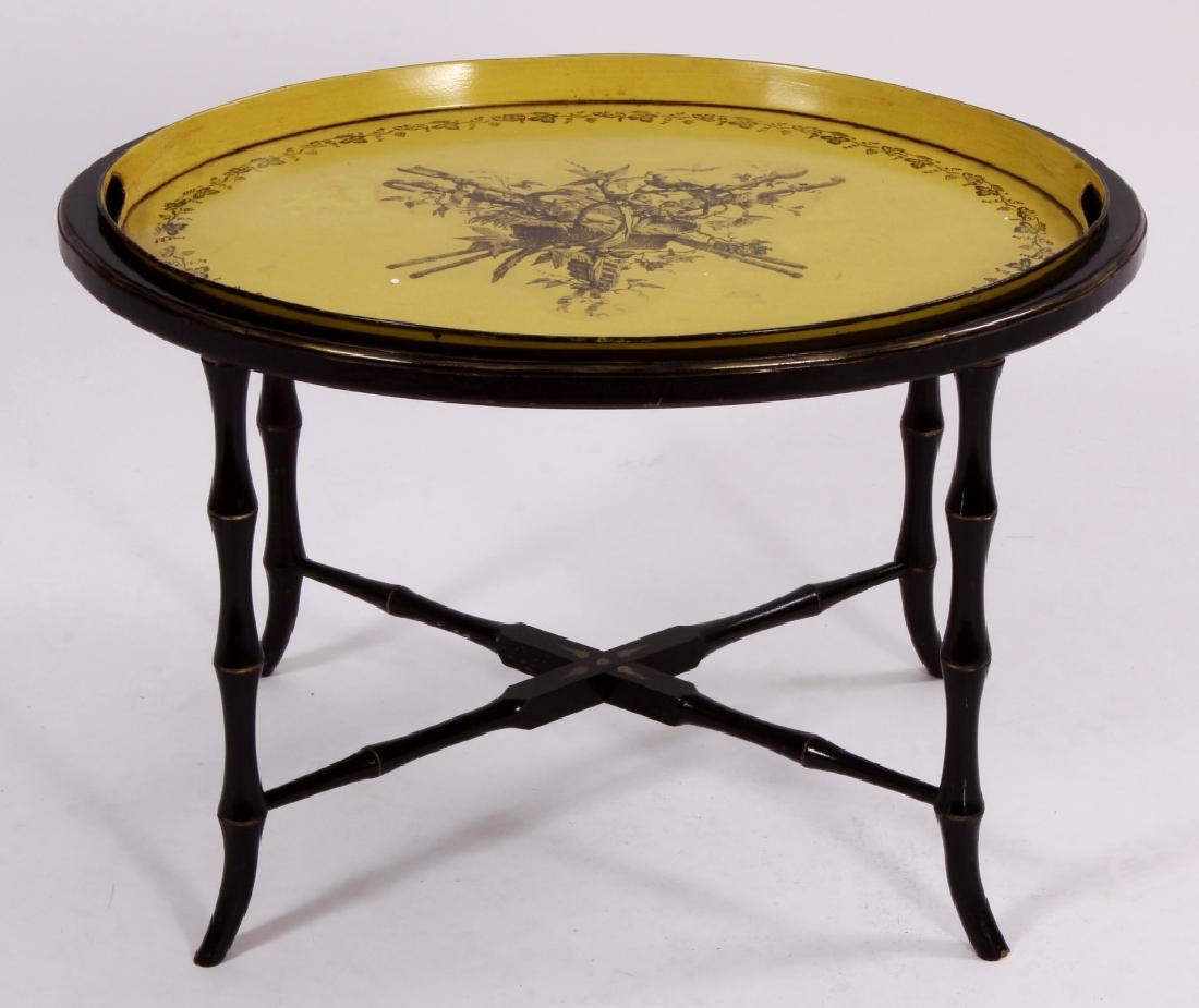 French Style Tole Tray Oval Cocktail Table, 20th C (1 of 4)