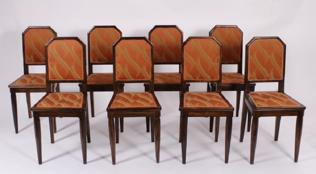 Eight Art Deco Palisander Wood Side Chairs: Set of Eight Art Deco Side Chairs, palisander wood, with upholstered seats and backs. (QE351201/8) {WK} Property Title: Measurements:36 H x 16 W x 16 D