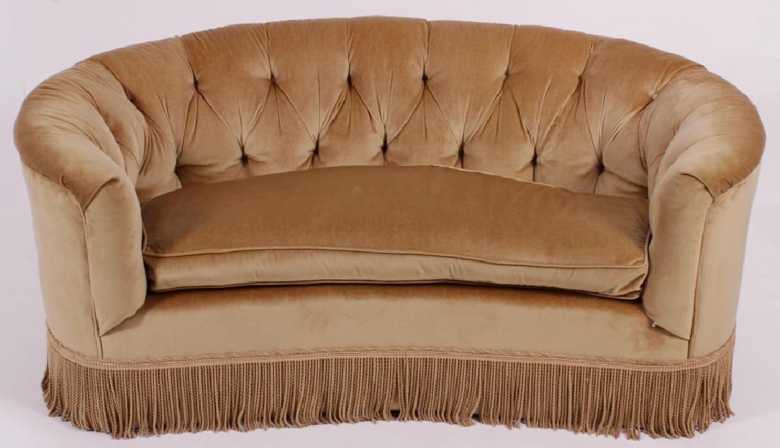 Velvet Tufted Curved Custom Loveseat (1 of 5)