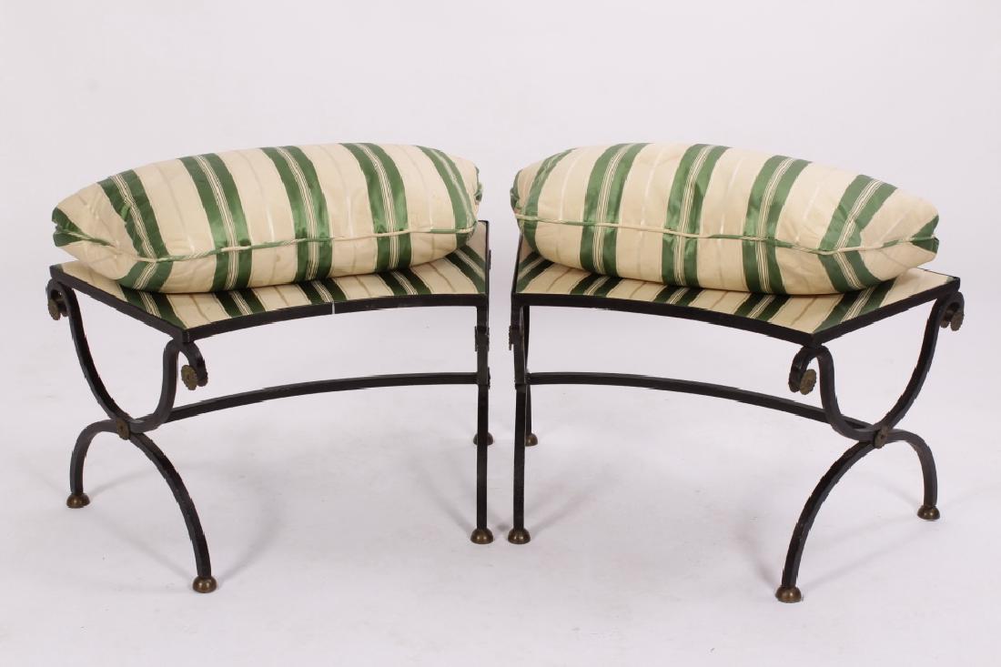 Pair of Iron Curule Benches, with Cushions (1 of 2)