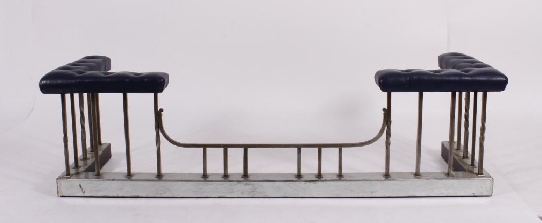 Burnished Steel Fireplace Club Fender with Seats. (1 of 5)
