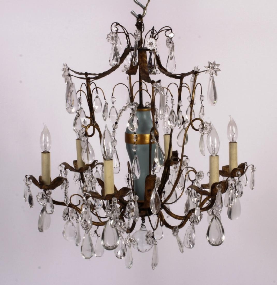 6 Light Chandelier, Crystal Drops & Floral Arms (1 of 5)