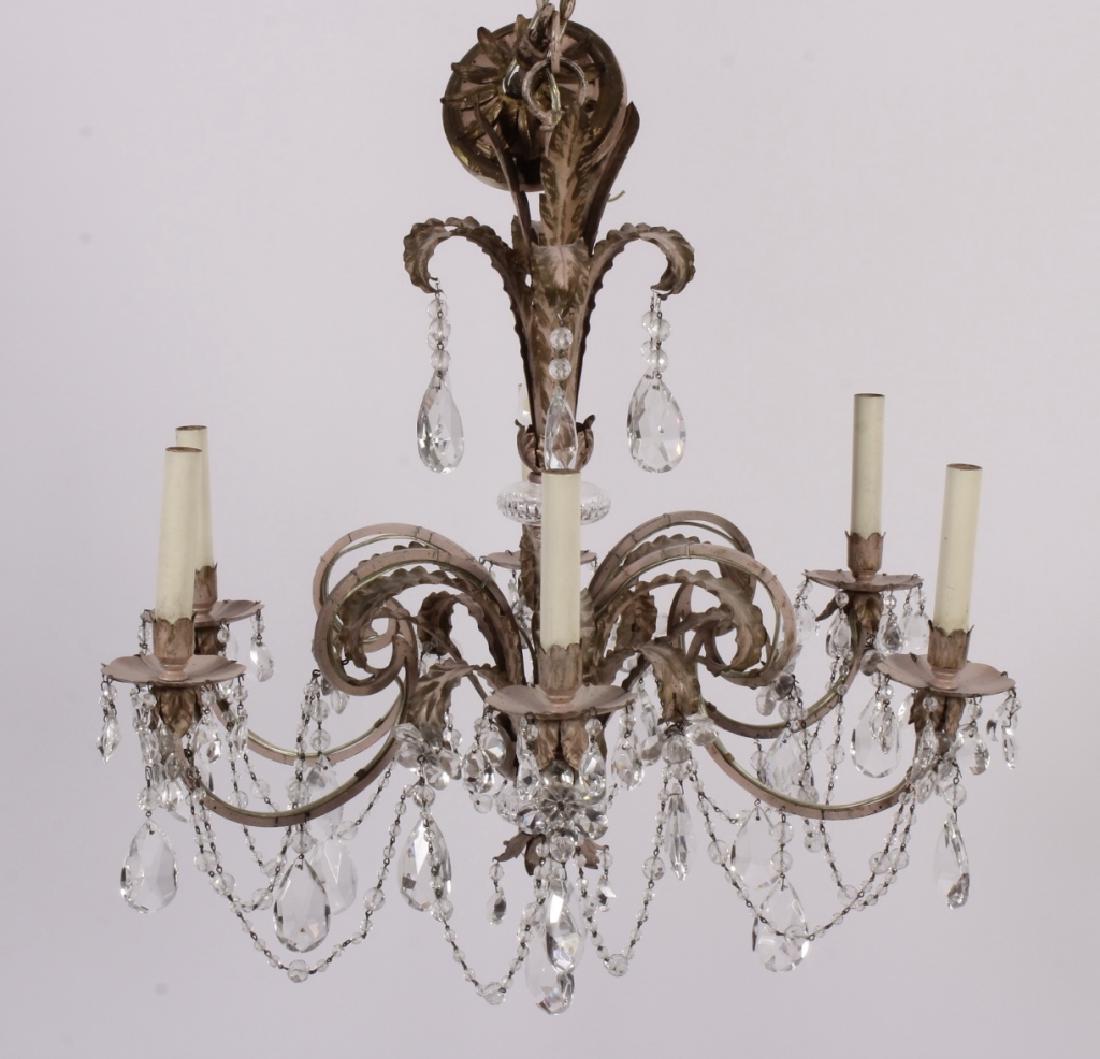 6 Light Chandelier, Crystal Drops & Floral Arms (1 of 5)