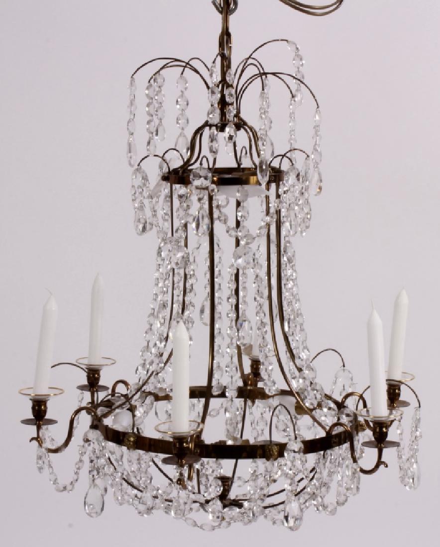 Swedish Bronze/Crystal Waterfall Chandelier, '80 (1 of 4)