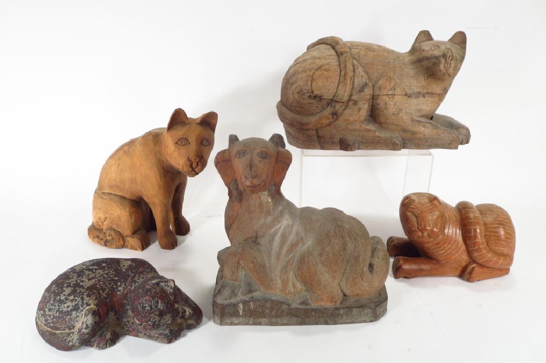 4 Folk Art Animals, 3 Cats and a Ram. (1 of 5)