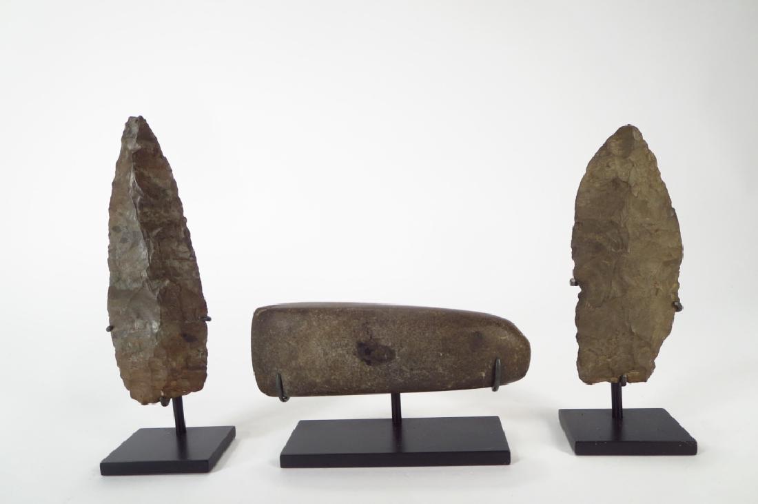 Two Precolumbian Flint Spear Points & Stone Celt (1 of 5)