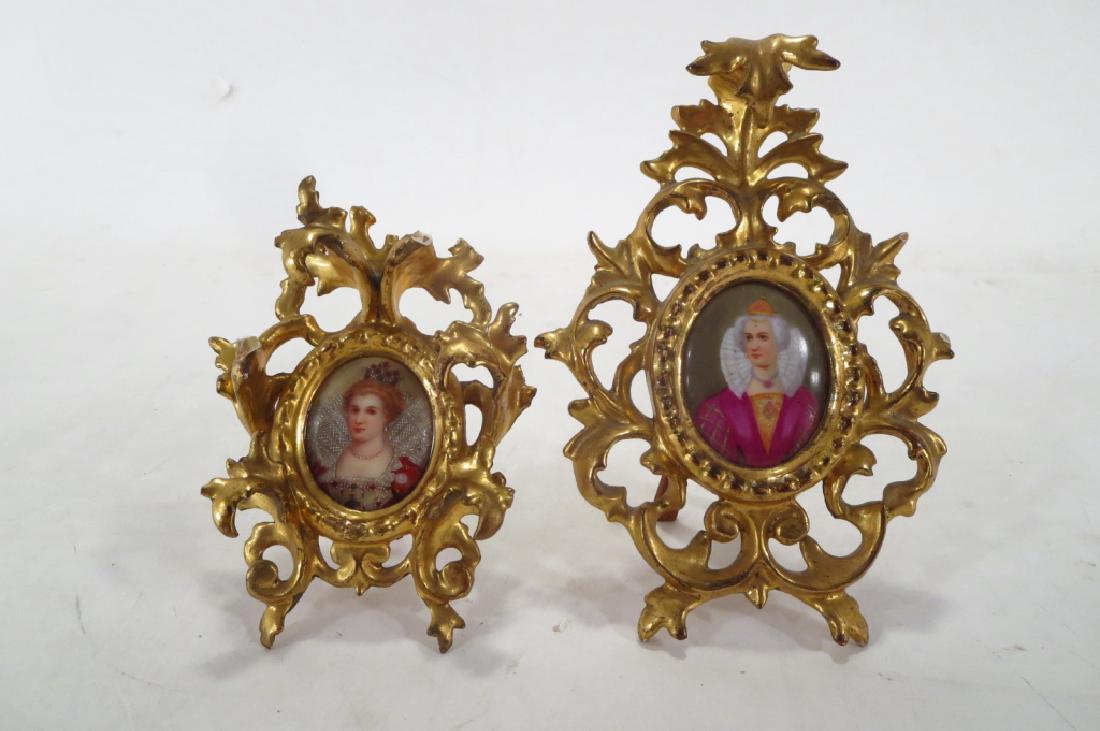 Two Porcelain Miniatures in Gilt Wood Frames (1 of 7)