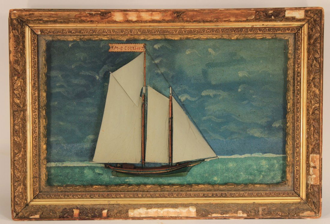Antique Half Hill Ship Diorama, 19th C. (1 of 4)