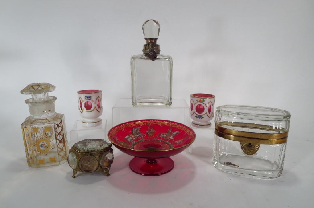 7 Pieces of Etched, Enameled Glass (1 of 4)