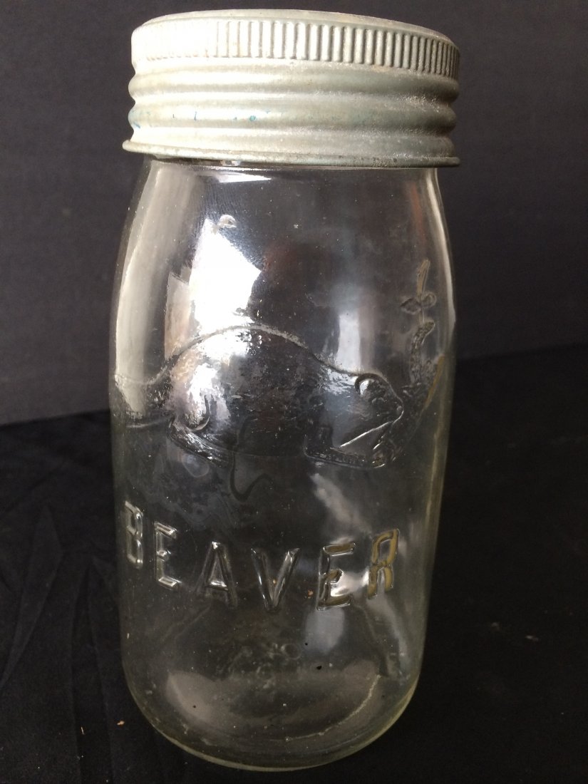 Beaver Sealer: Beaver quart sealer with good embossing.Nice Canadiana collectible.