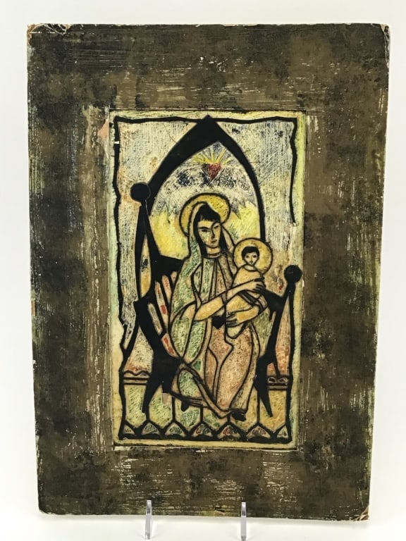 Antique Madonna and child painting: Antique Madonna and child painting