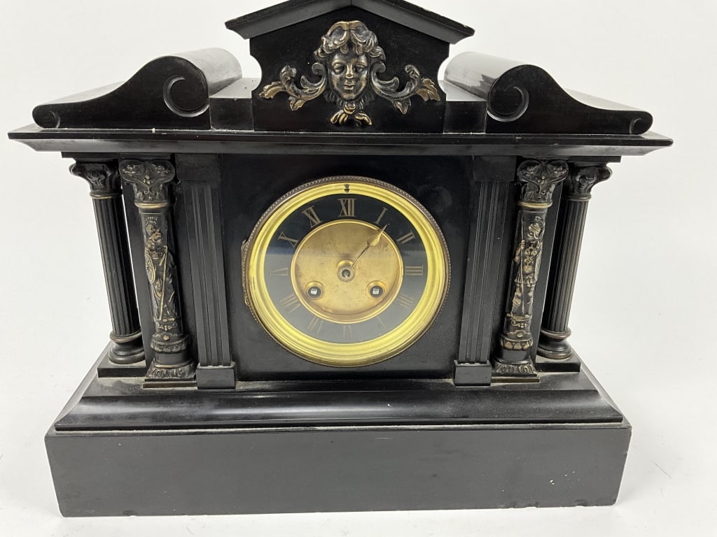 Antique Victorian architectural slate mantle clock (1 of 6)