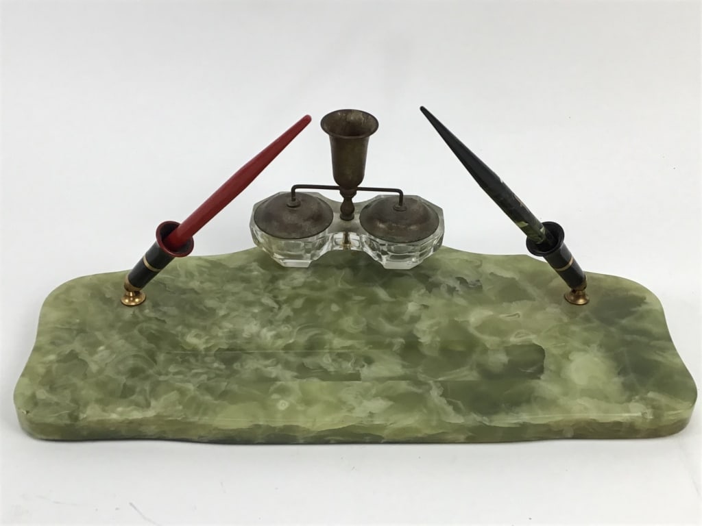 Green marble desk set (1 of 11)