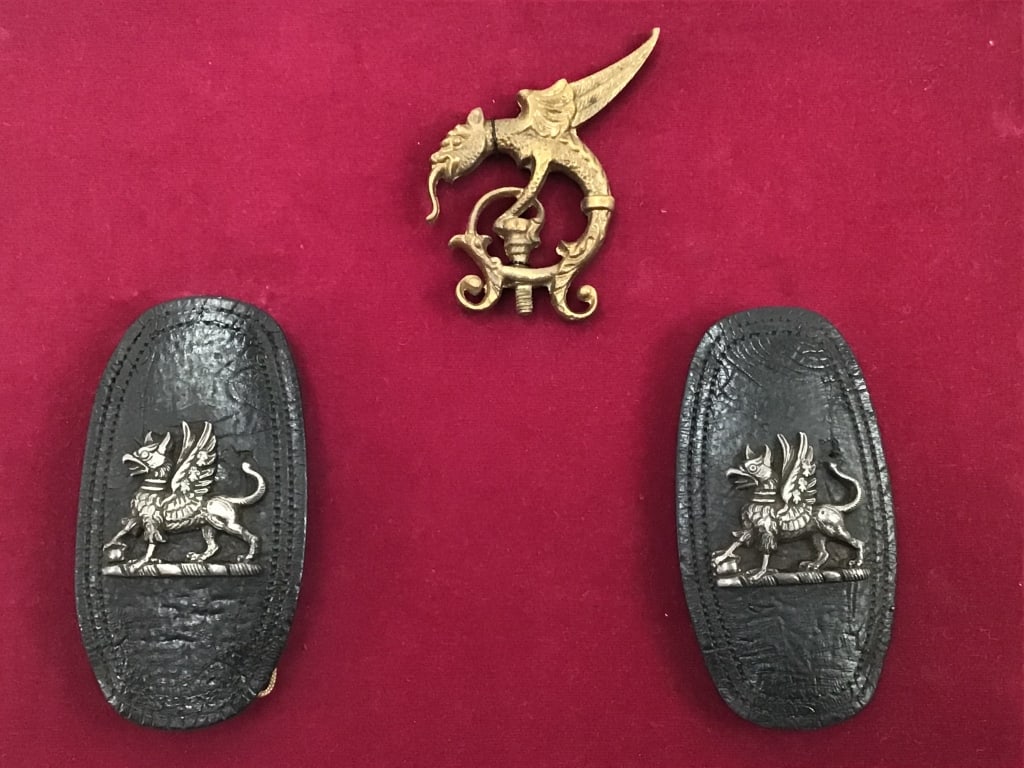 Rare Antique leather Epaulettes with Griffin (1 of 7)